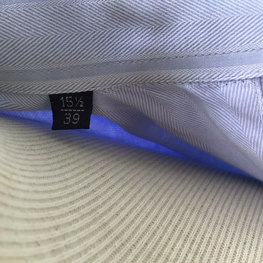 Valentino Baby Blue Herringbone/Striped 100% Cotton Long Sleeved Button Shirt - Picture 8 of 10